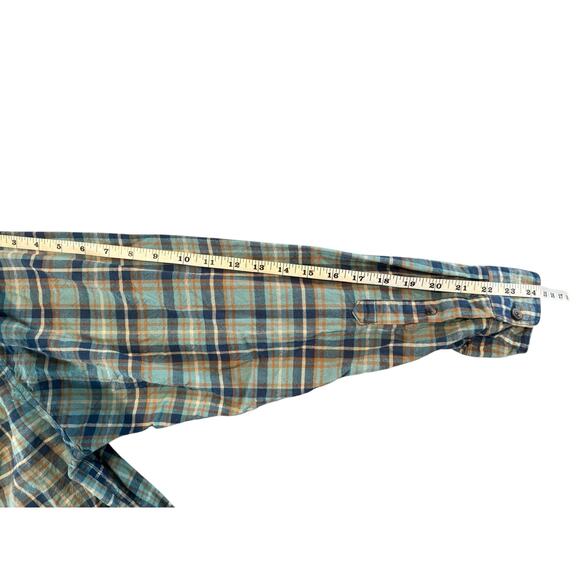 C.E. Schmidt Workwear Flannel Shirt XL Blue Green Plaid Button Down Long Sleeve - Picture 9 of 9